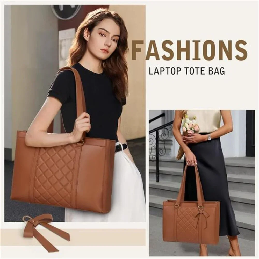 Laptop Bag for Women 15.6 Inch Work Tote Bags Waterproof Leather